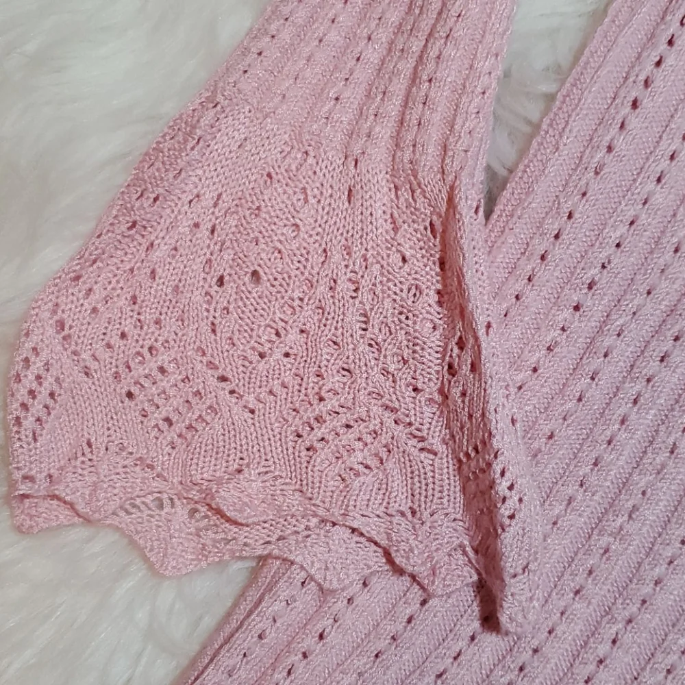 Spoiled Girl bell sleeve pink knit sweater size M